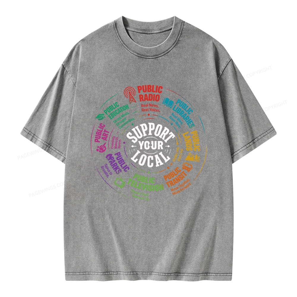 Pagewings Public Libraries Unisex Washed T-shirt