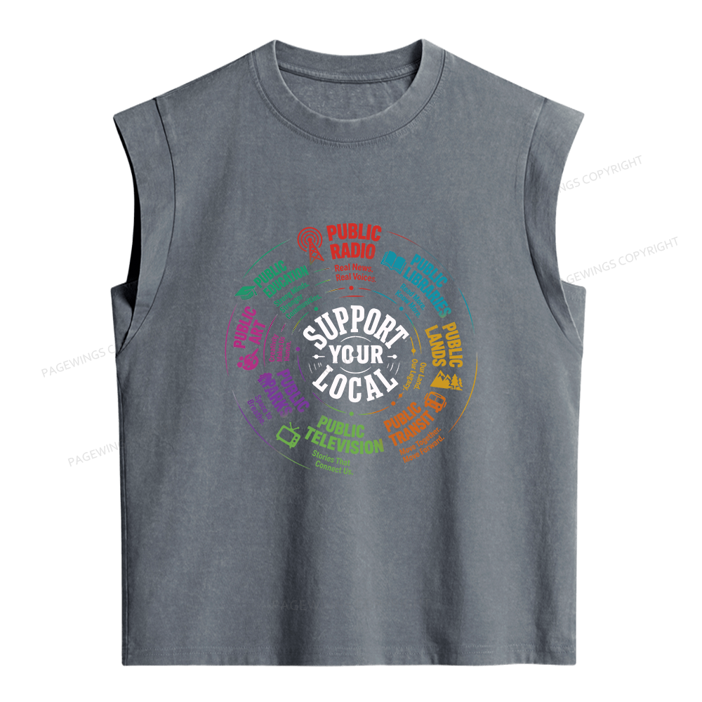 Pagewings Support Your Local Public Libraries  Album Women's Washed Tank Top