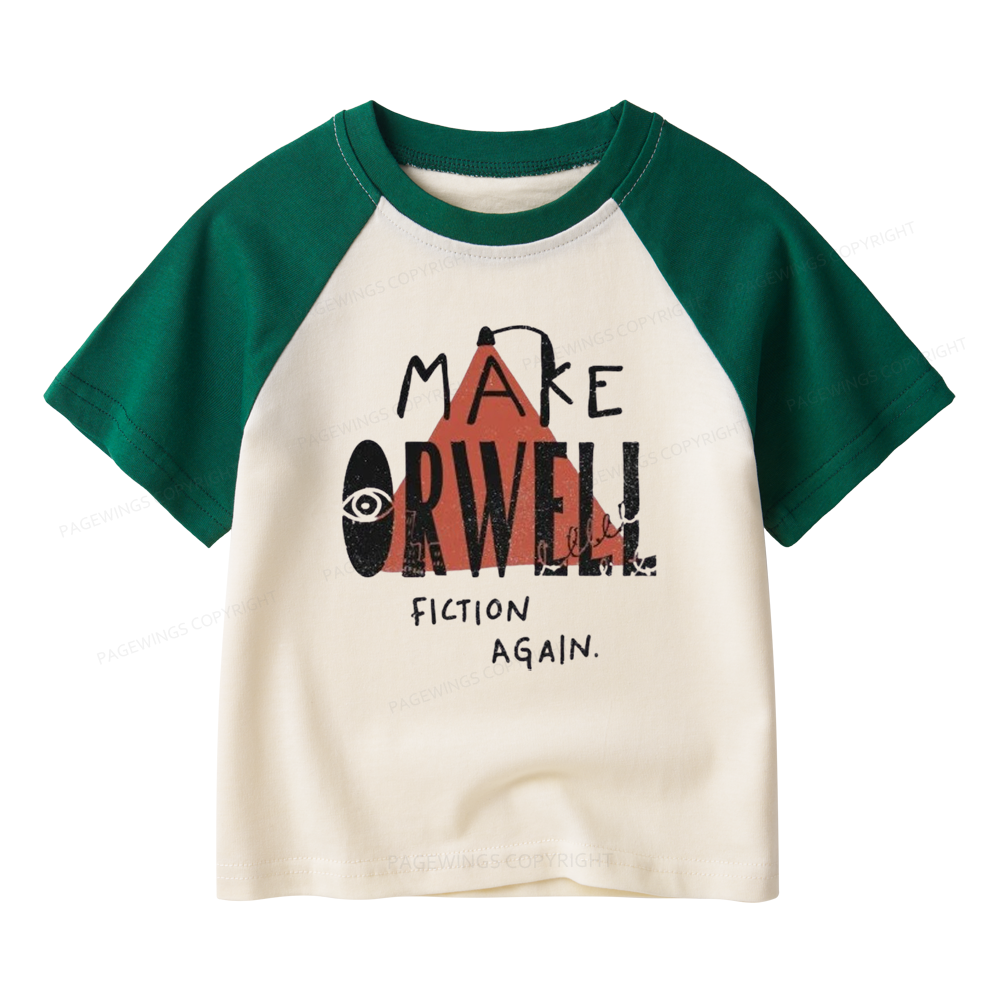 Pagewings Make Orwell Fiction Again Kids Raglan T-shirt 