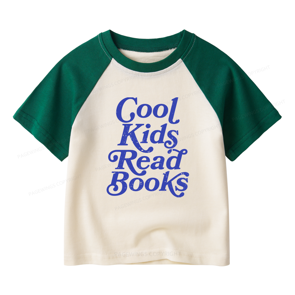 Pagewings Cool Kids Read Books Kids Raglan T-shirt 