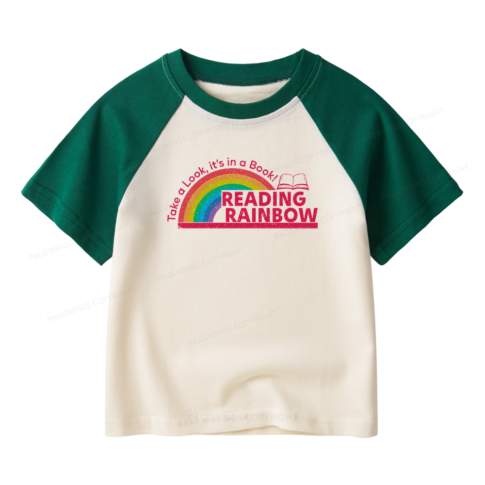 Pagewings Reading With Rainbow Kids Raglan T-shirt 