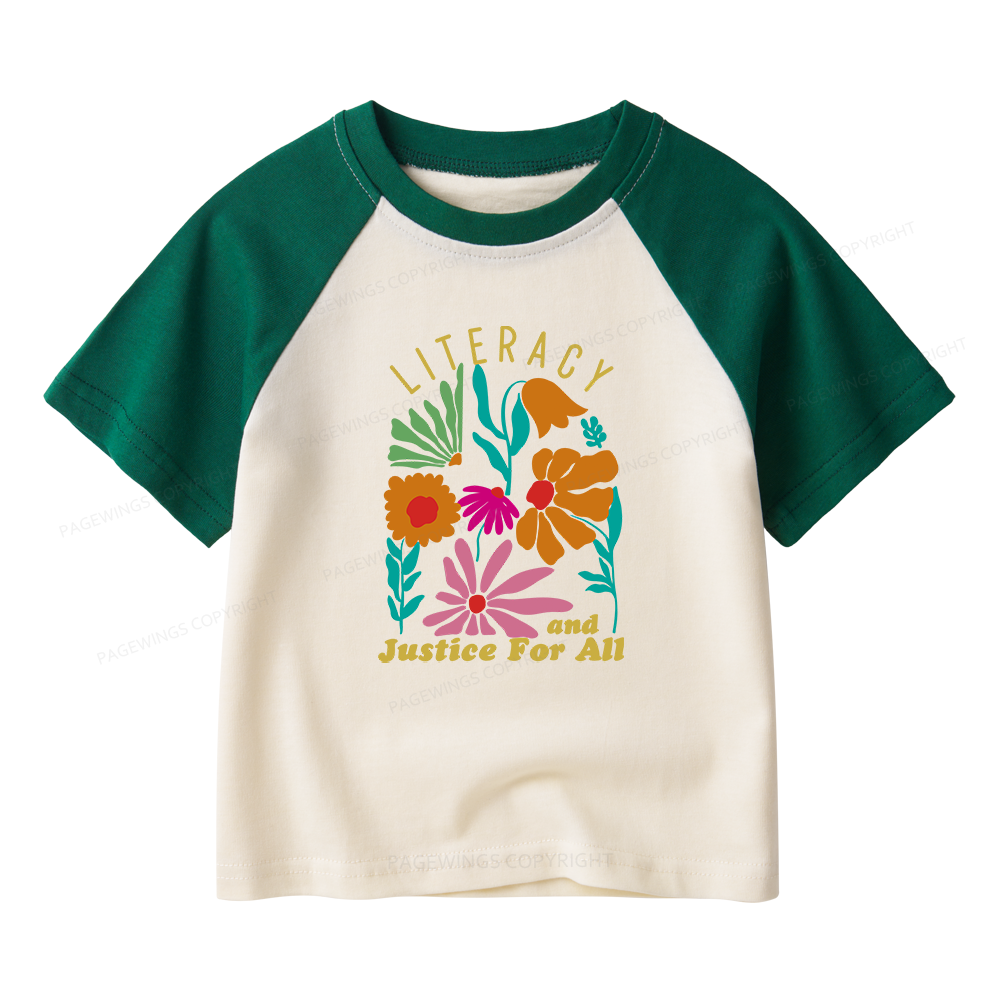 Pagewings Literacy And Justice Kids Raglan T-shirt 