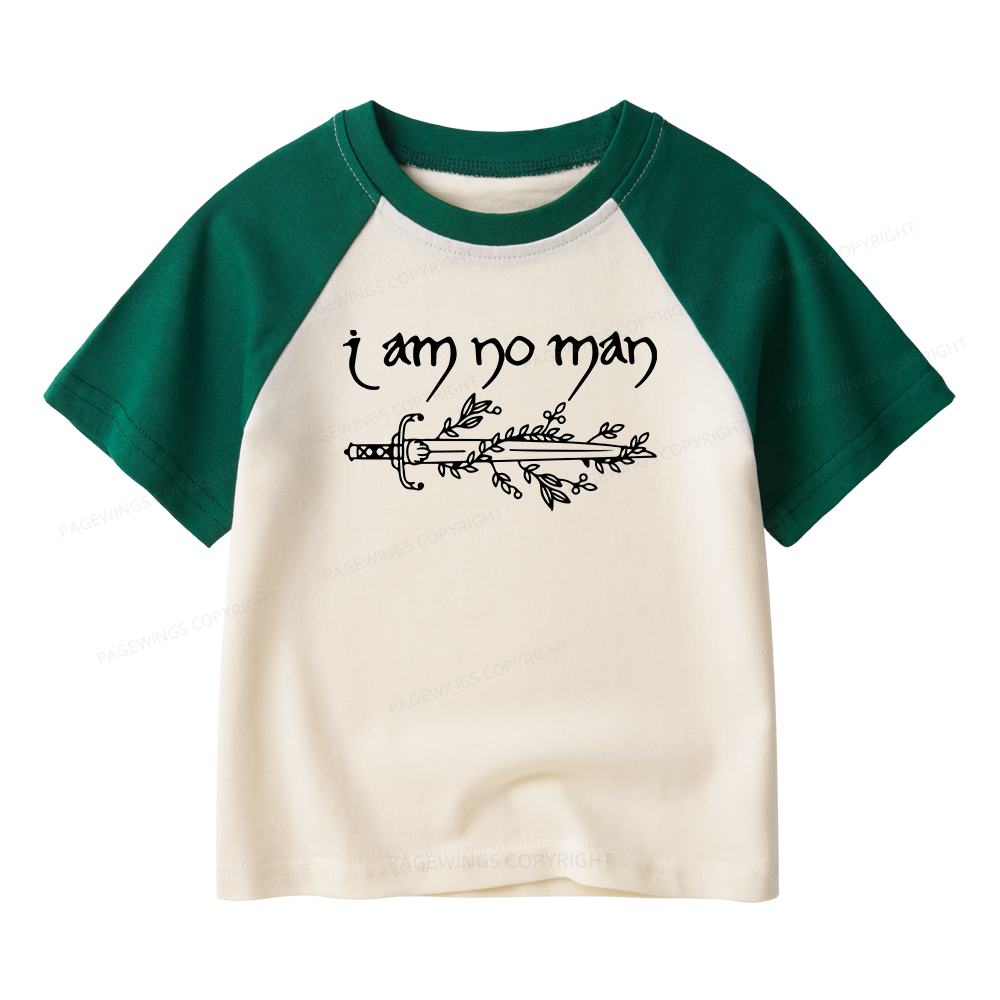Pagewings I Am No Man Kids Raglan T-shirt 