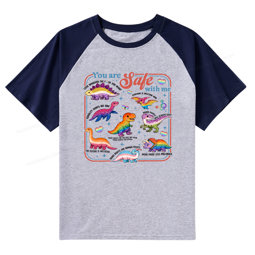 Pagewings You Are Safe With Me Raglan T-shirt