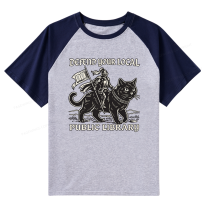 Pagewings Defend Your Local Public Library Raglan T-shirt