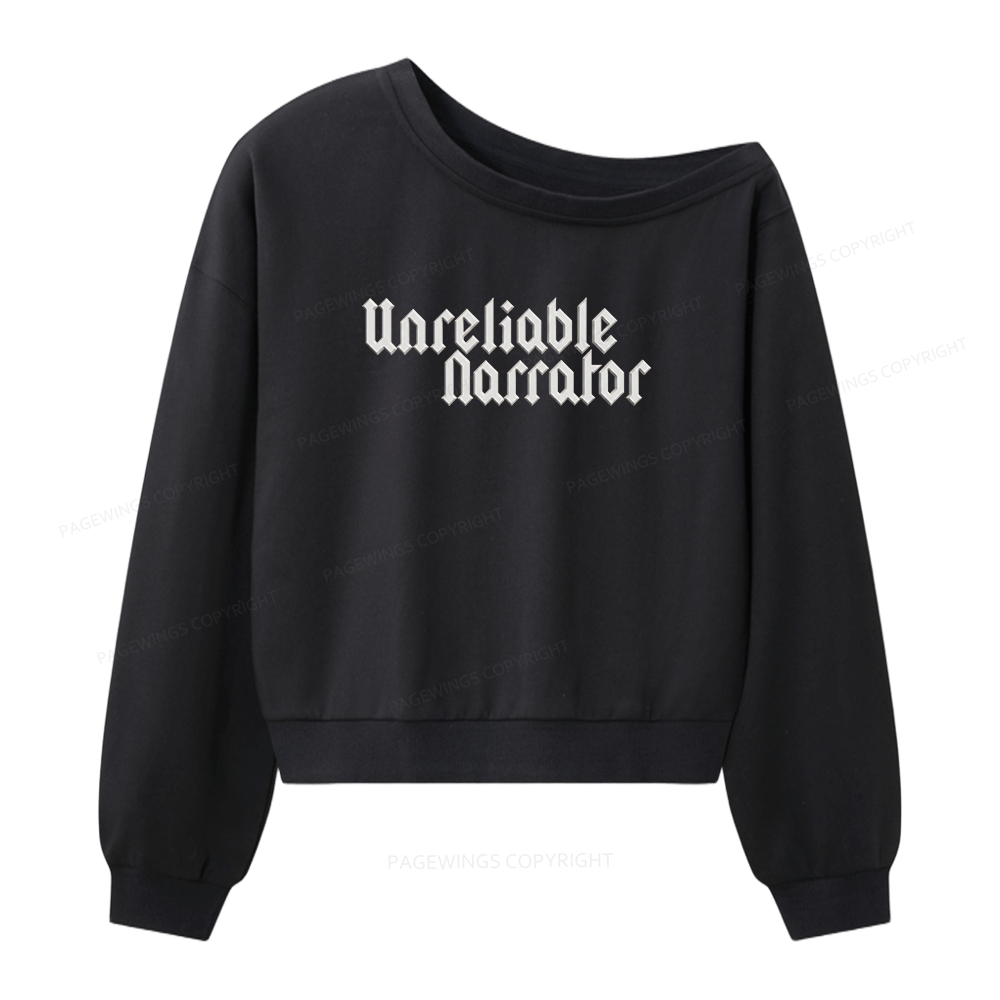 Pagewings Unreliable Narrator Women Off Shoulder Sweatshirt