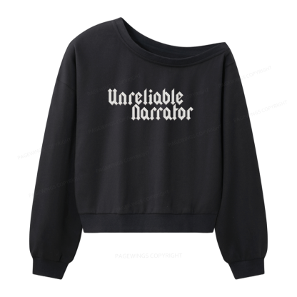 Pagewings Unreliable Narrator Women Off Shoulder Sweatshirt