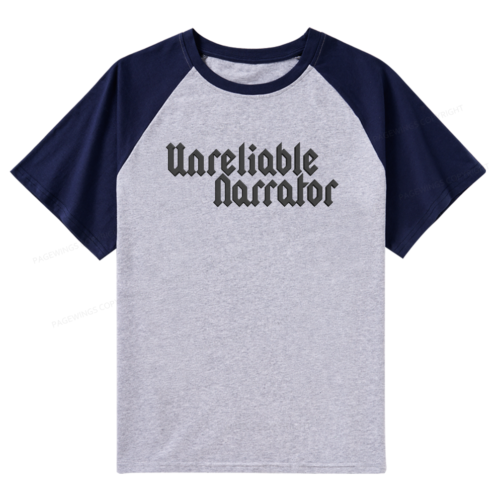 Pagewings Unreliable Narrator Raglan T-shirt