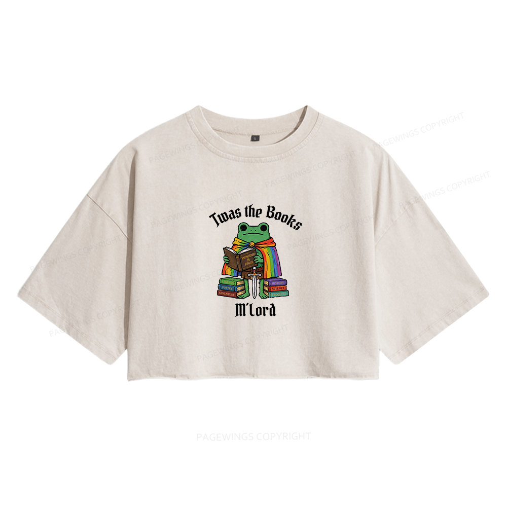 Pagewings Twas the Books Women's Washed Cropped T-shirt