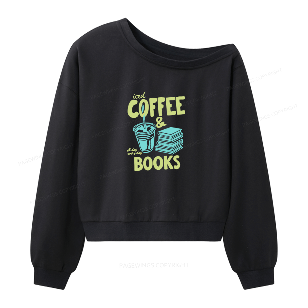 Pagewings Coffee And Books Women Off Shoulder Sweatshirt