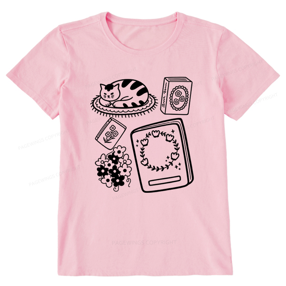 Pagewings Cat And Books Unisex Classic T-shirt