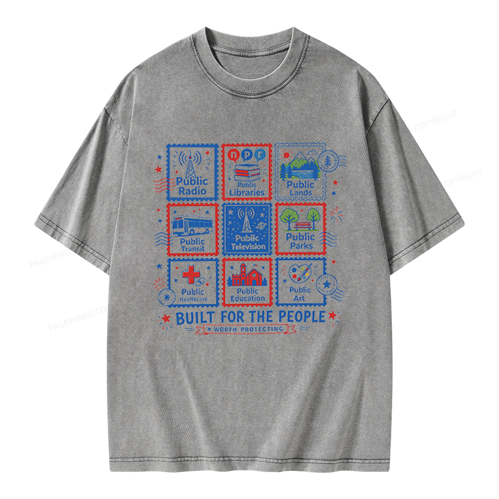 Pagewings Public Libraries Unisex Washed T-shirt