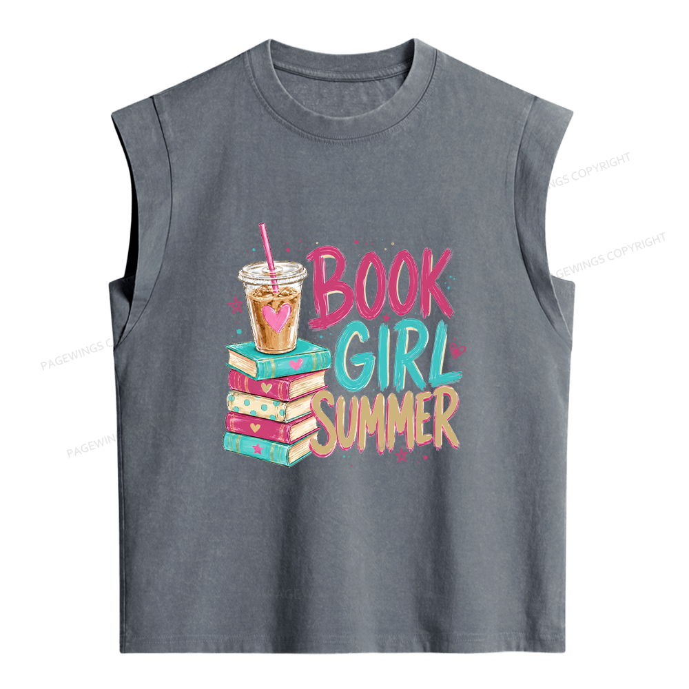Pagewings Book Girl Summer Women's Washed Tank Top