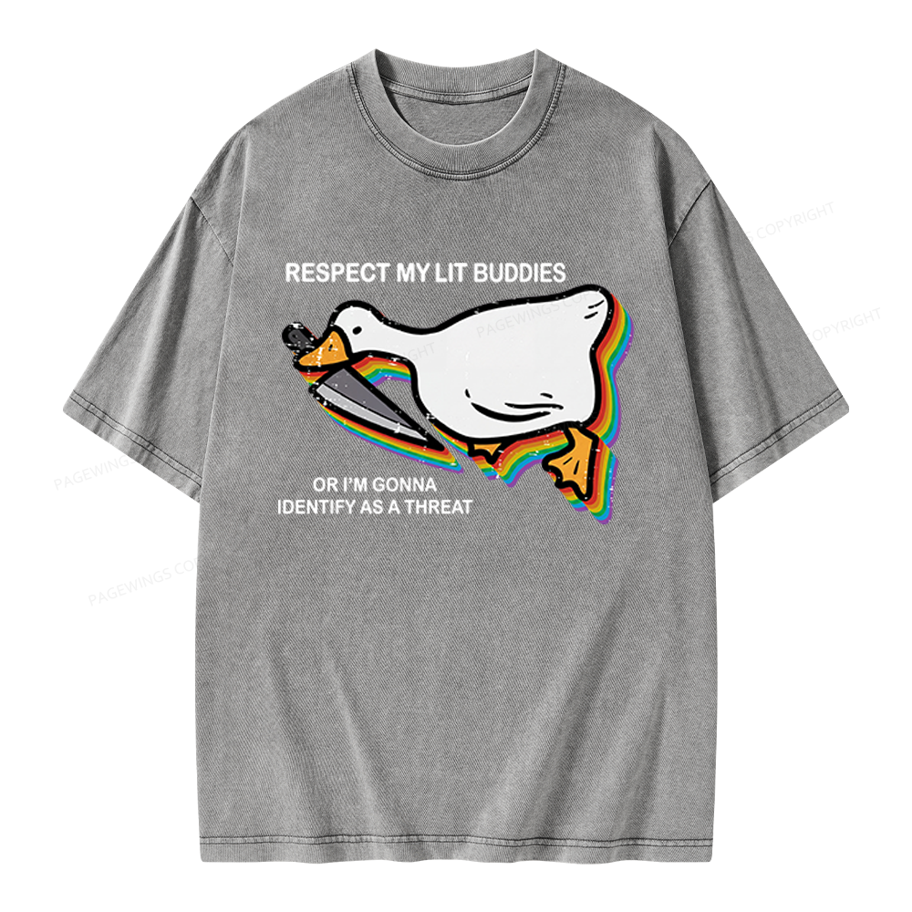 Pagewings Respect My Lit Buddies Unisex Washed T-shirt