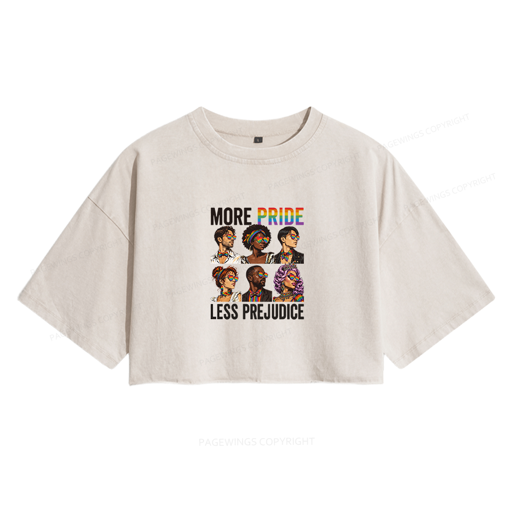 Pagewings More Pride Less Prejudice Women's Washed Cropped T-shirt