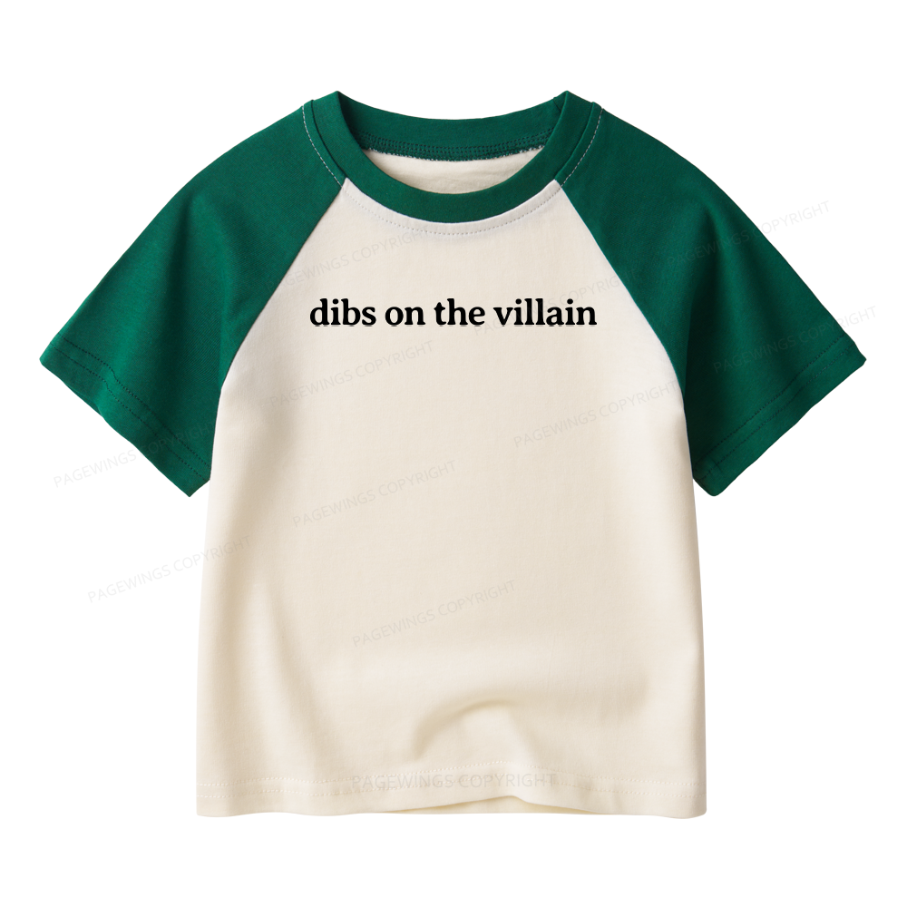 Pagewings Dibs On The Villain Kids Raglan T-shirt 