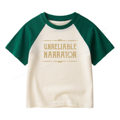Pagewings Unreliable Narrator Kids Raglan T-shirt 
