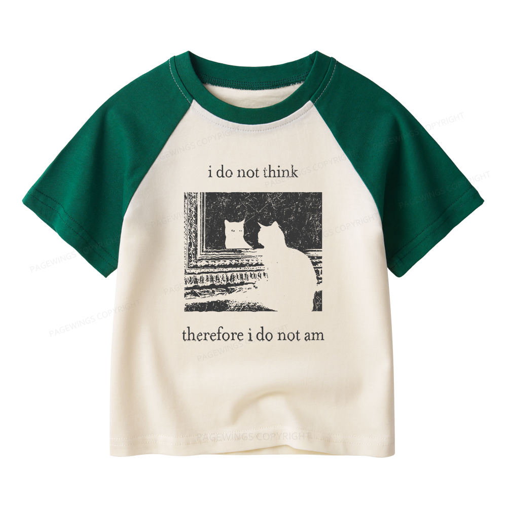 Pagewings I Do Not Think Therefore I Do Not Am Kids Raglan T-shirt 