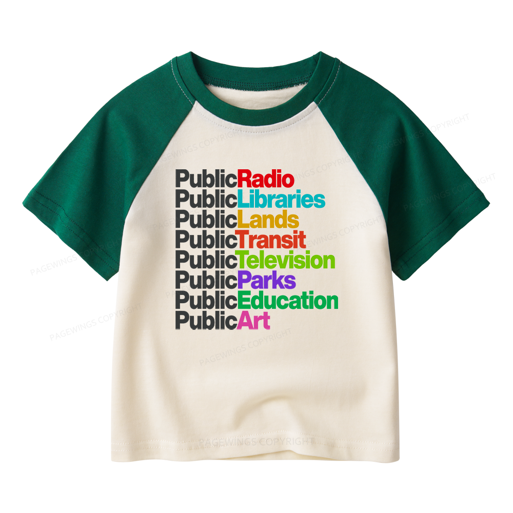 Pagewings Public Libraries Kids Raglan T-shirt 