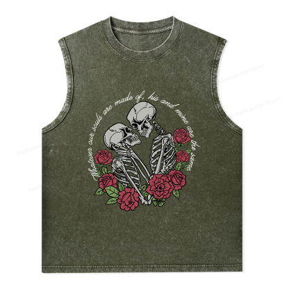 Pagewings Gothic Romance Skeleton Lovers Unisex Washed Tank Top