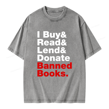 Pagewings I Buy and Read and Lend and Donate Banned Books Unisex Washed T-shirt