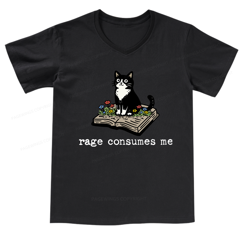 Pagewings Rage Consumes Me V-neck T-shirt