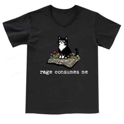 Pagewings Rage Consumes Me V-neck T-shirt