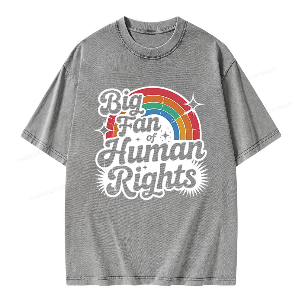 Pagewings Big Fan of Human Rights Unisex Washed T-shirt