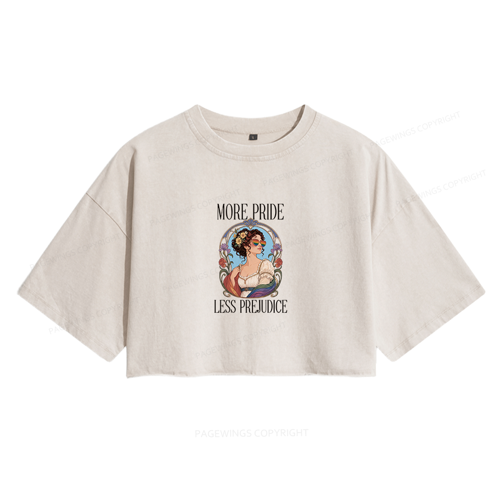 Pagewings More Pride Less Prejudice Women's Washed Cropped T-shirt