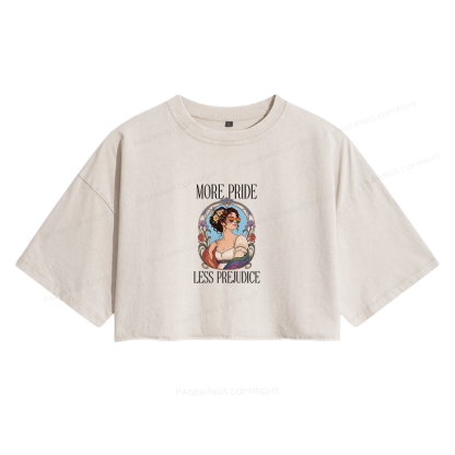 Pagewings More Pride Less Prejudice Women's Washed Cropped T-shirt
