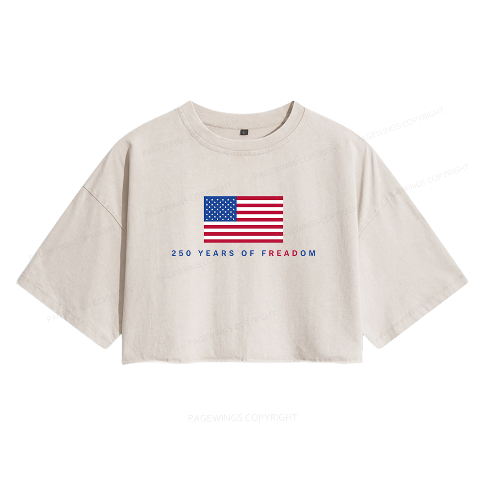 Pagewings Freadom Women's Washed Cropped T-shirt