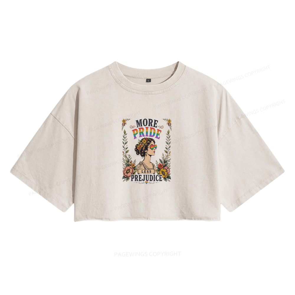 Pagewings More Pride Less Prejudice Women's Washed Cropped T-shirt