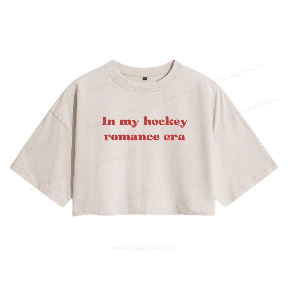 Pagewings Hockey Romance  Women's Washed Cropped T-shirt