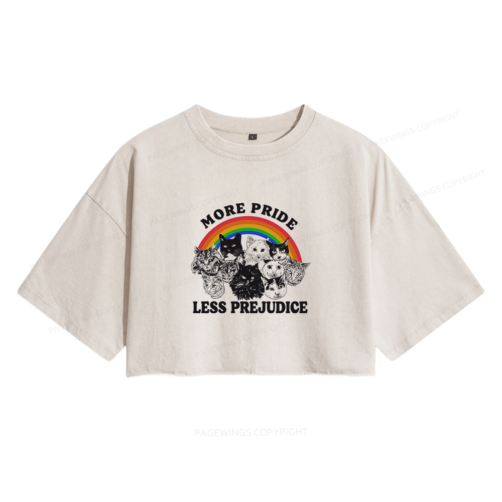 Pagewings More Pride Less Prejudice Women's Washed Cropped T-shirt
