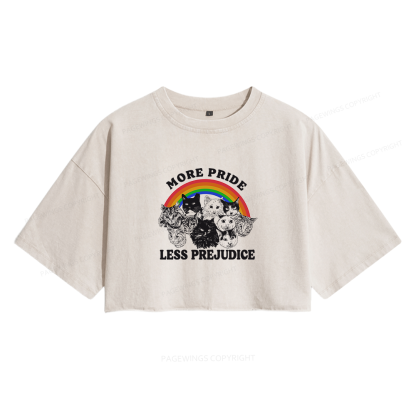 Pagewings More Pride Less Prejudice Women's Washed Cropped T-shirt