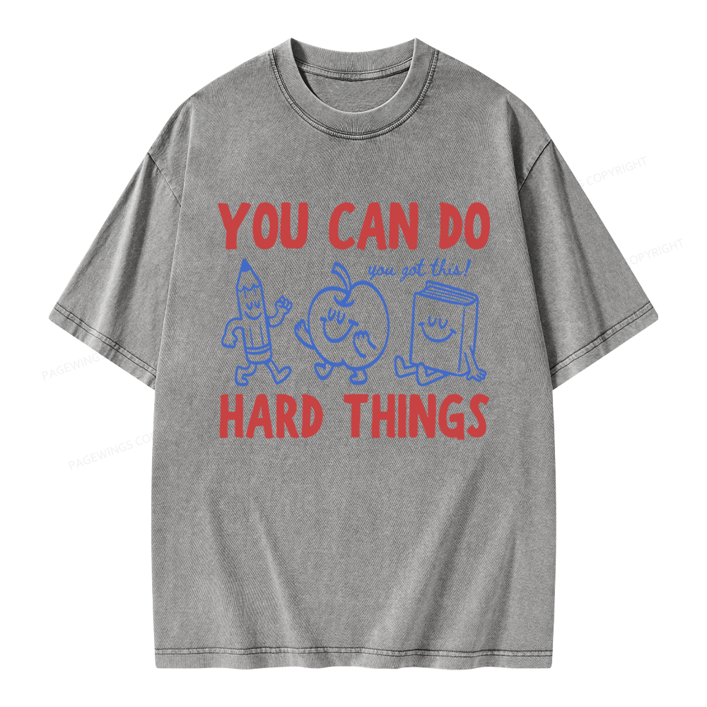 Pagewings You Can Do Hard Things Unisex Washed T-shirt