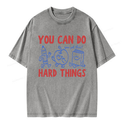 Pagewings You Can Do Hard Things Unisex Washed T-shirt