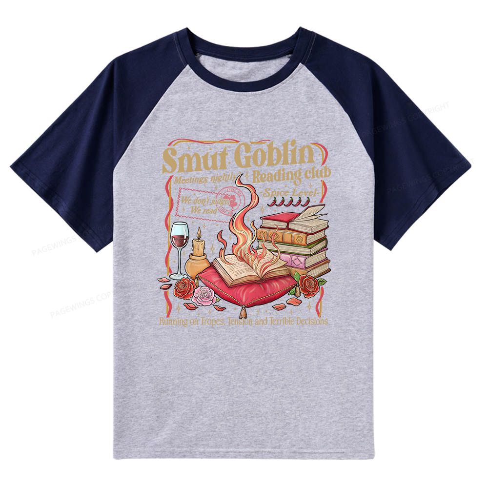 Pagewings Smut Goblin Dark Romance Bookish Raglan T-shirt