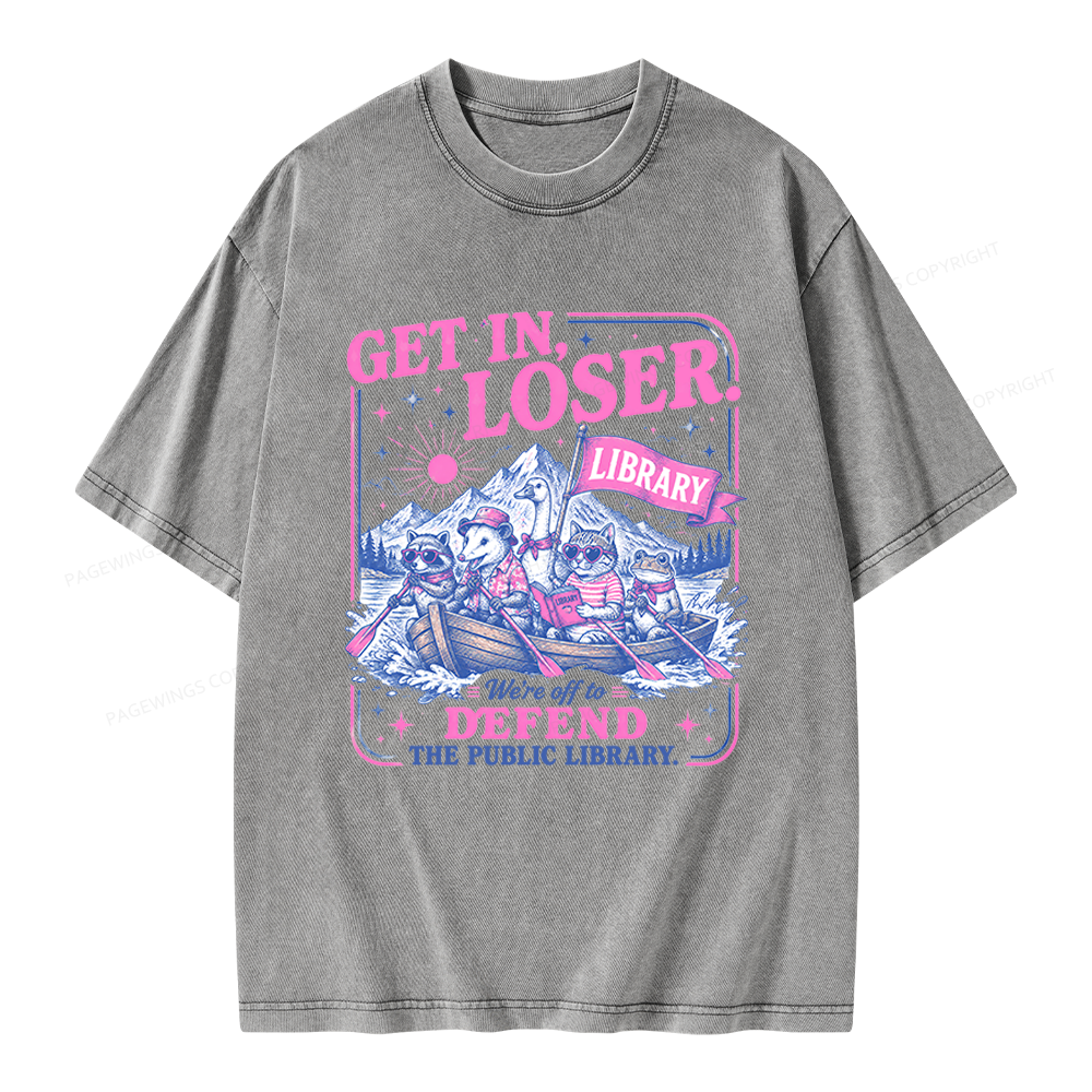 Pagewings We’re Off To Defend The Public Library Unisex Washed T-shirt