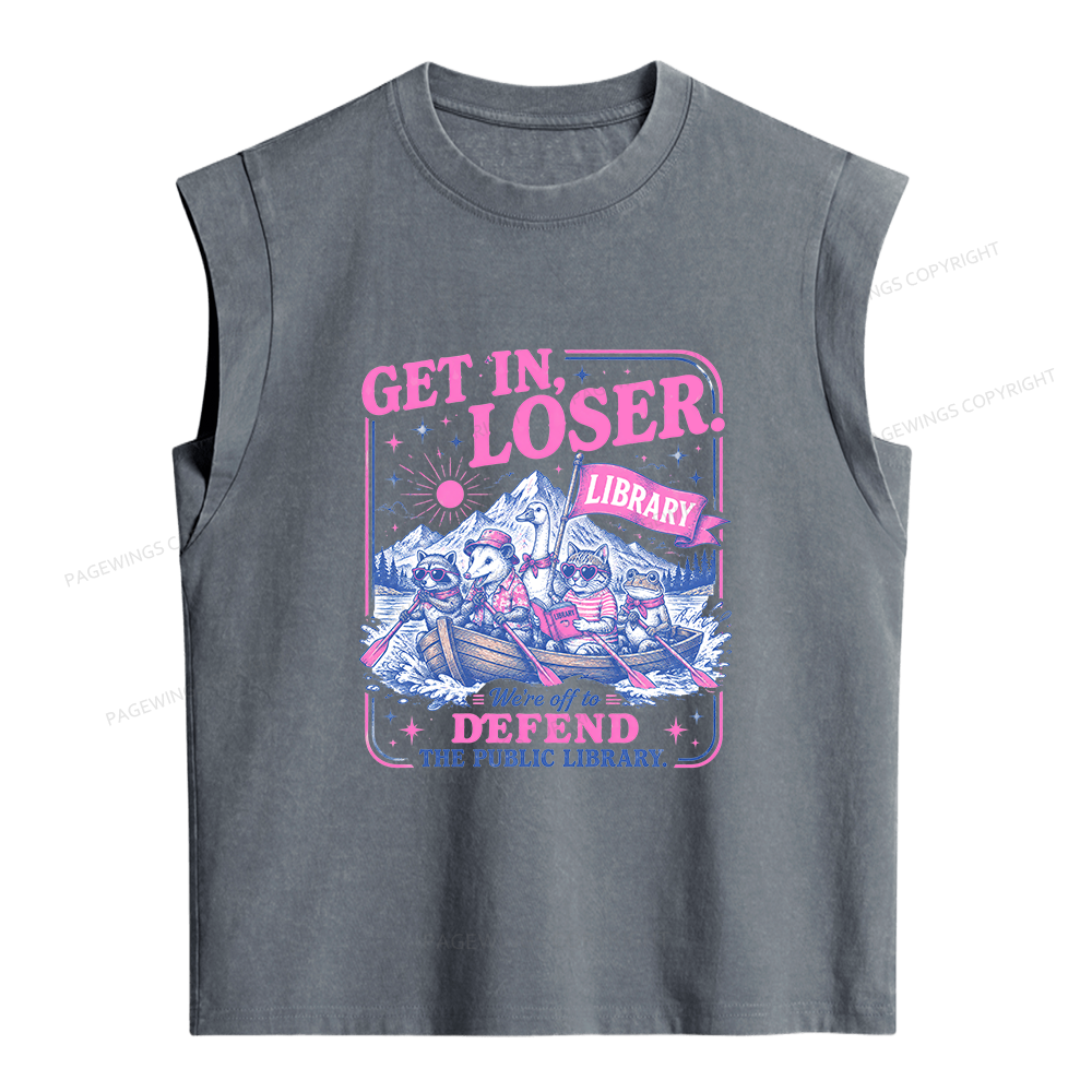 Pagewings We’re Off To Defend The Public Library Women's Washed Tank Top