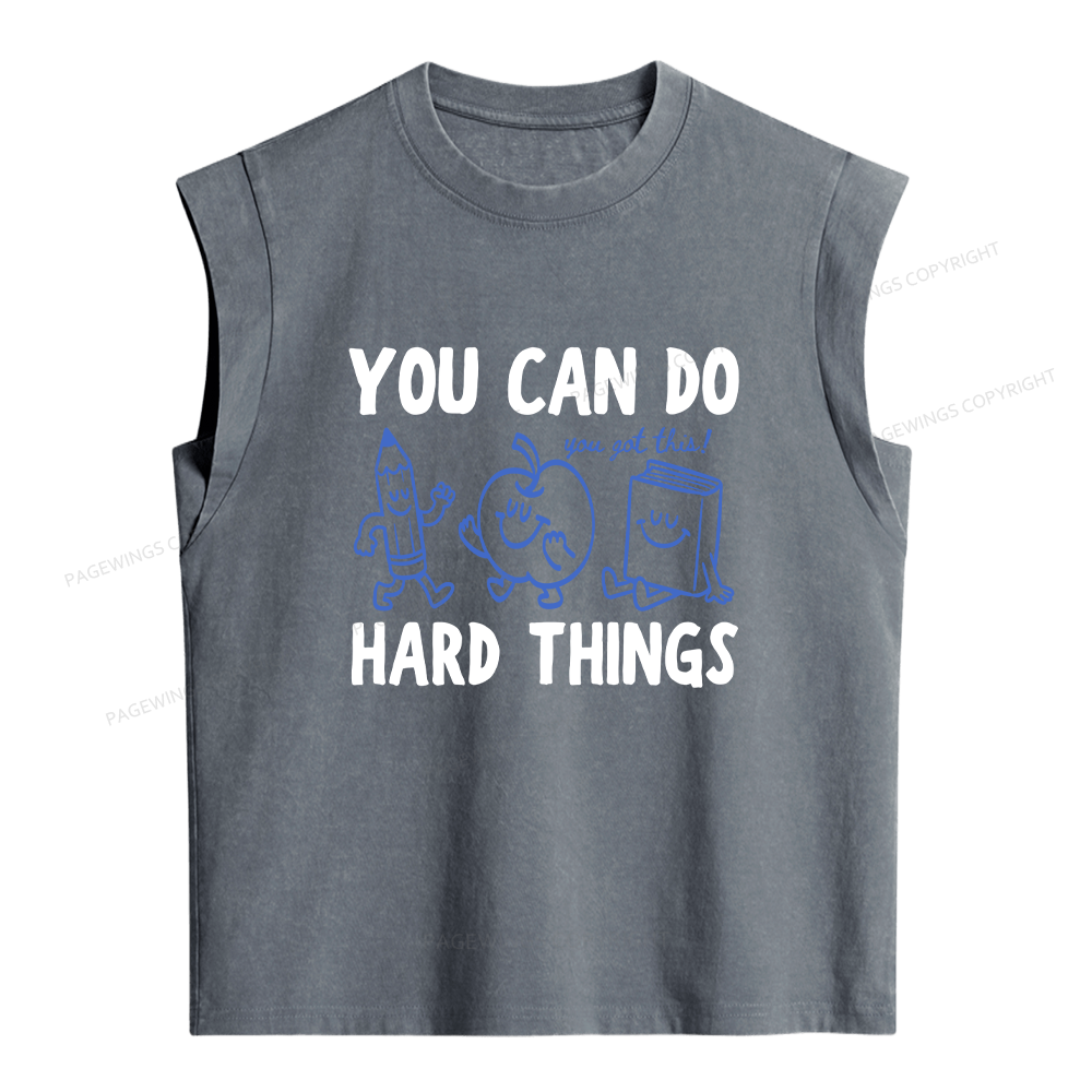 Pagewings You Can Do Hard Things Women's Washed Tank Top