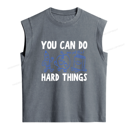 Pagewings You Can Do Hard Things Women's Washed Tank Top