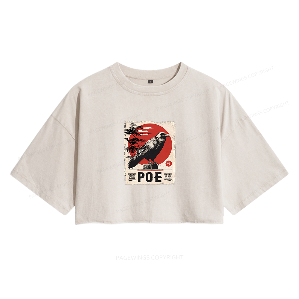 Pagewings Raven Women's Washed Cropped T-shirt