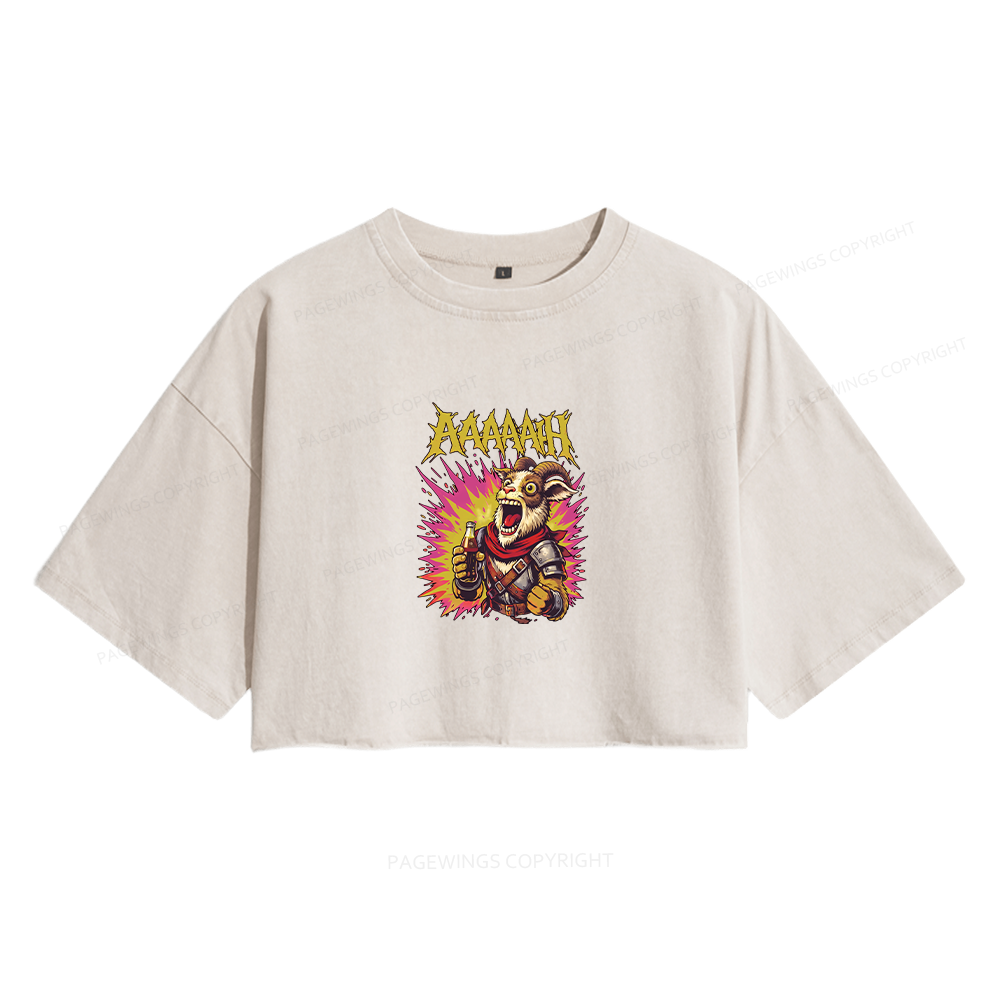 Pagewings Fantasy Book Reader  Women's Washed Cropped T-shirt