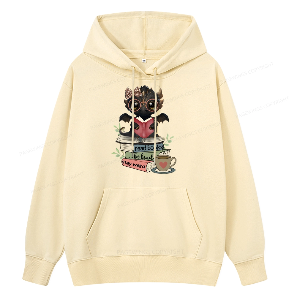 Pagewings Cute Dragon Read Books Be Kind Stay Weird Unisex Classic Hoodie