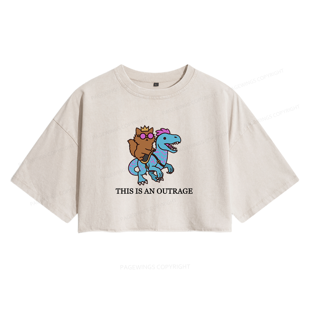 Pagewings This Is An Outrage Women's Washed Cropped T-shirt