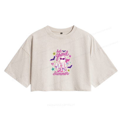 Pagewings Hot Ghoul Summer Women's Washed Cropped T-shirt