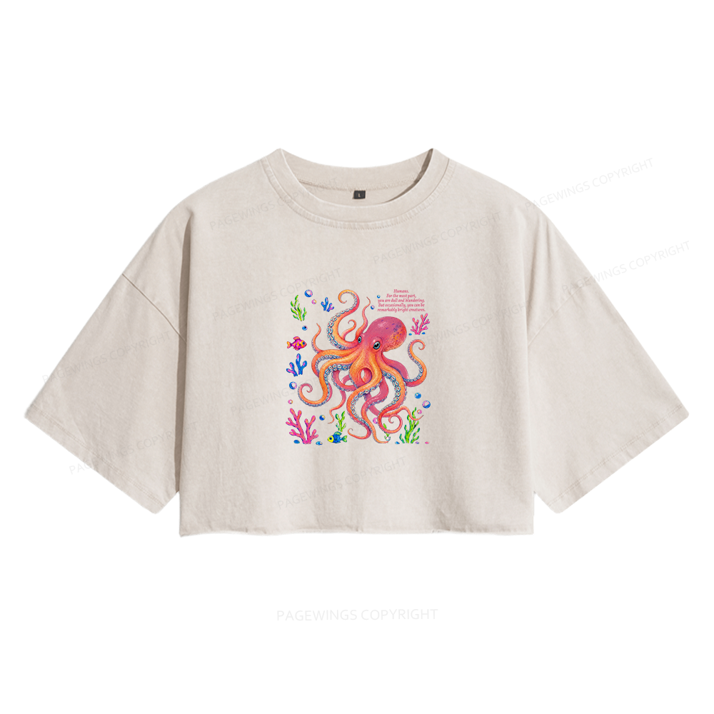 Pagewings Literary Quote Women's Washed Cropped T-shirt