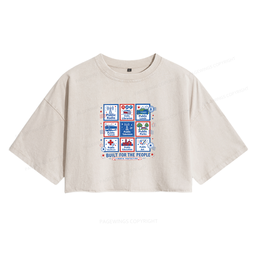Pagewings Public Libraries Women's Washed Cropped T-shirt