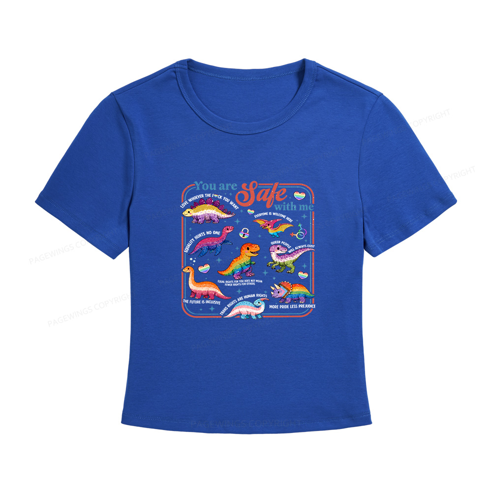 Pagewings Dinosaur Rainbow Women's Baby Tee